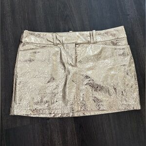 Amanda Uprichard Paris Skirt - Gold Foil Leather Size Small